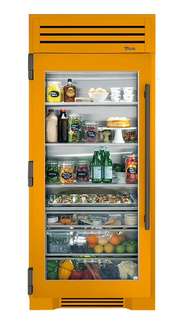 Refrigerator Column, Left Hinged, Saffron, Pewter Hardware TR36REFLSGC103H05