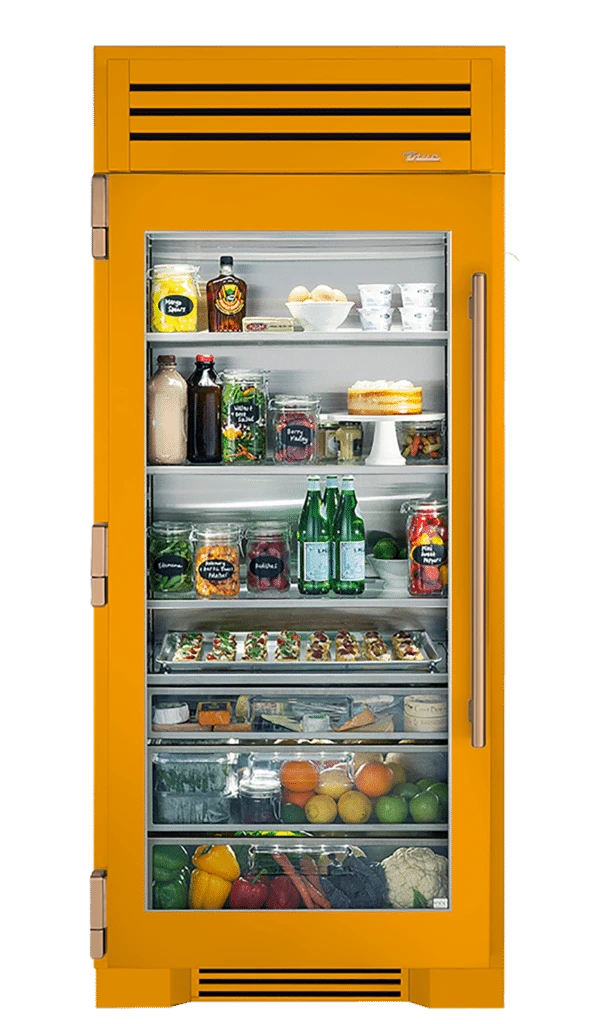 Refrigerator Column, Left Hinged, Saffron, Gold Hardware TR36REFLSGC103H08