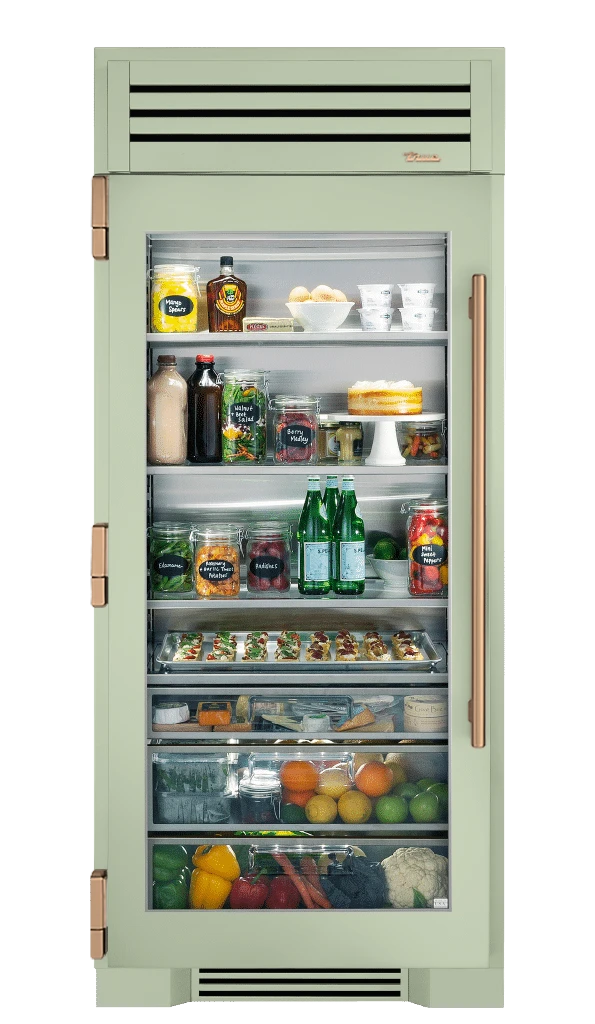 Refrigerator Column, Left Hinged, Sage, Gold Hardware TR36REFLSGC129H08