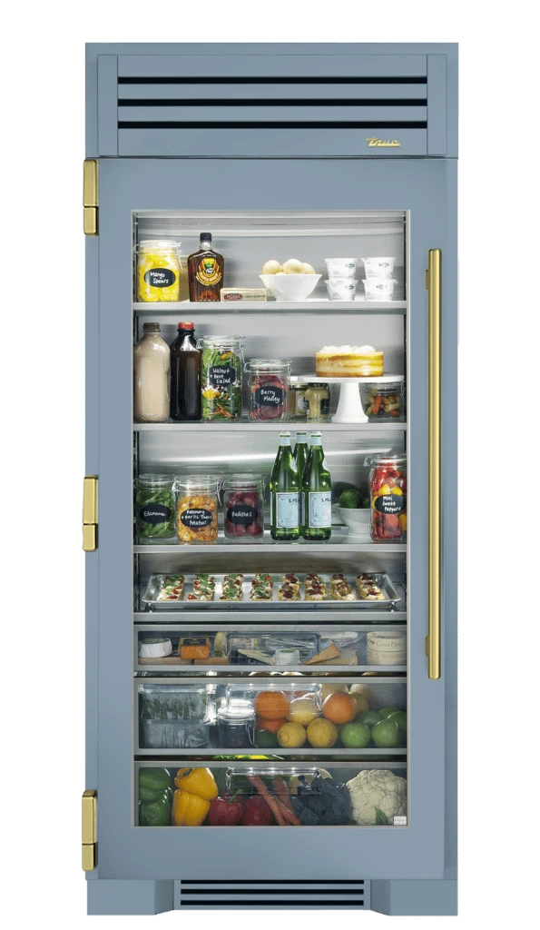 Refrigerator Column, Left Hinged, Bluestone, Brass Hardware TR36REFLSGC152H01
