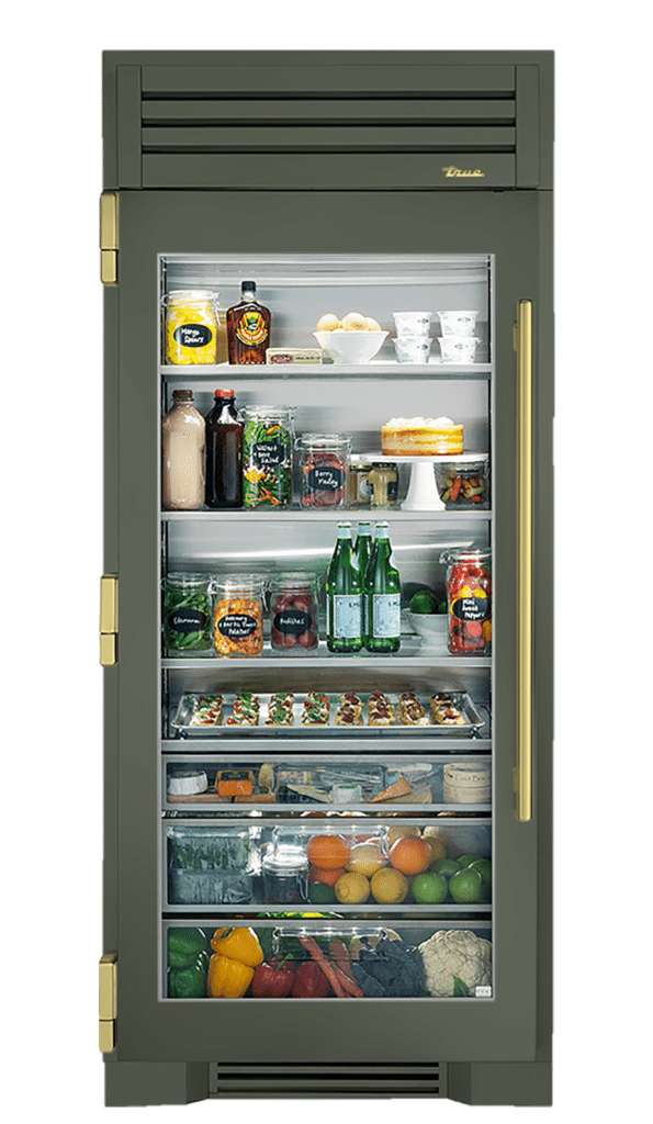 Refrigerator Column, Left Hinged, Olive, Brass Hardware TR36REFLSGC238H01