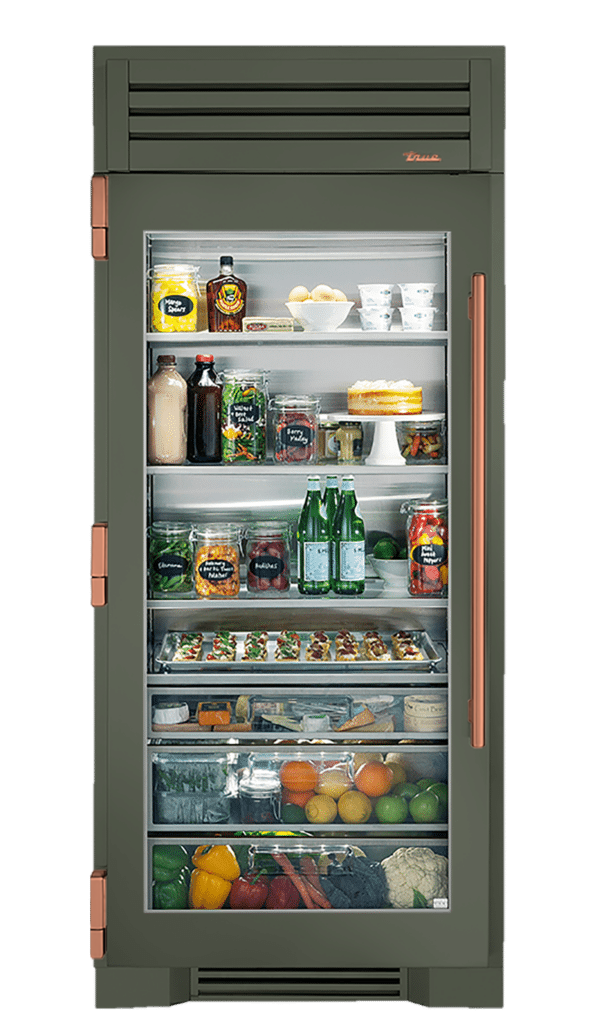 Refrigerator Column, Left Hinged, Olive, Copper Hardware TR36REFLSGC238H03