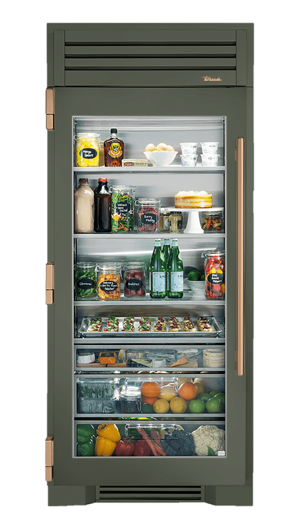 Refrigerator Column, Left Hinged, Olive, Gold Hardware TR36REFLSGC238H08
