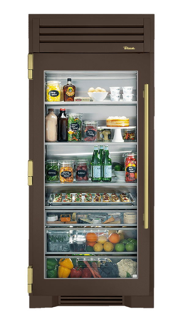 Refrigerator Column, Left Hinged, Espresso, Brass Hardware TR36REFLSGC305H01
