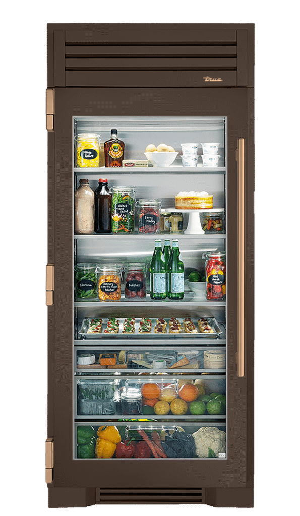 Refrigerator Column, Left Hinged, Espresso, Gold Hardware TR36REFLSGC305H08