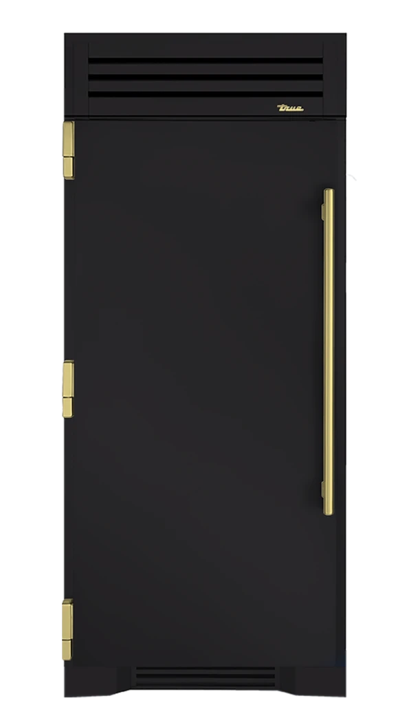 Refrigerator Column, Left Hinged, Matte Black, Brass Hardware TR36REFLSSC027H01