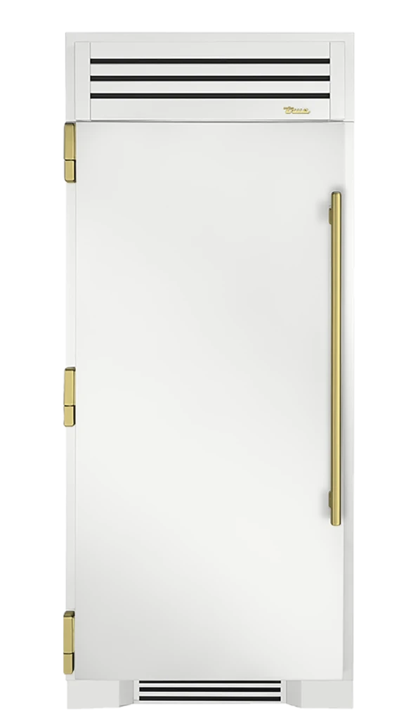 Refrigerator Column, Left Hinged, Matte White, Brass Hardware TR36REFLSSC030H01