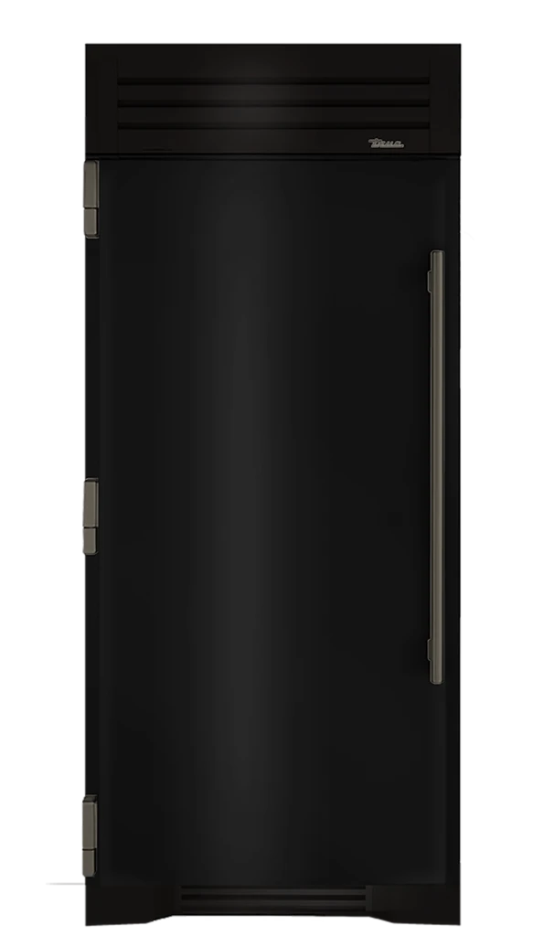Refrigerator Column, Left Hinged, Gloss Black, Pewter Hardware TR36REFLSSC044H05