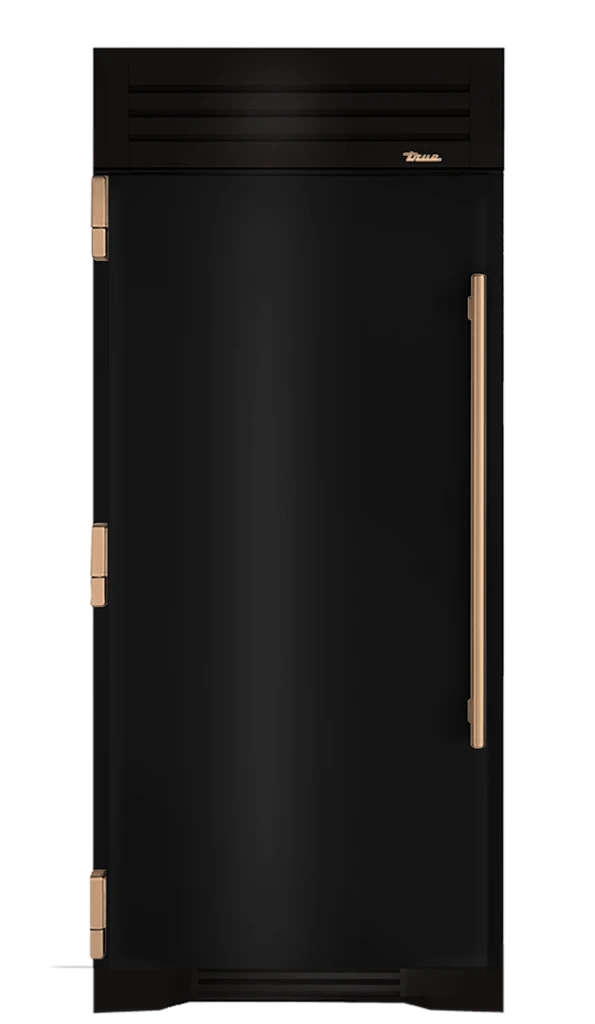 Refrigerator Column, Left Hinged, Gloss Black, Gold Hardware TR36REFLSSC044H08