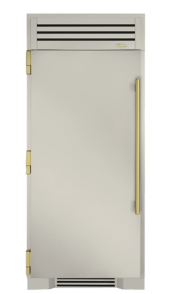 Refrigerator Column, Left Hinged, Antique White, Brass Hardware TR36REFLSSC050H01
