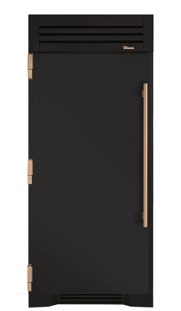 Refrigerator Column, Left Hinged, Ultra Matte Black, Gold Hardware TR36REFLSSC085H08