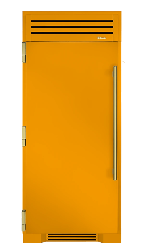Refrigerator Column, Left Hinged, Saffron, Brass Hardware TR36REFLSSC103H01