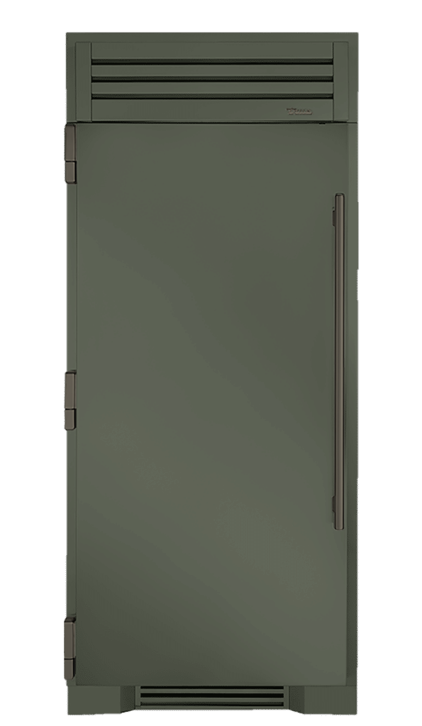 Refrigerator Column, Left Hinged, Olive, Pewter Hardware TR36REFLSSC238H05