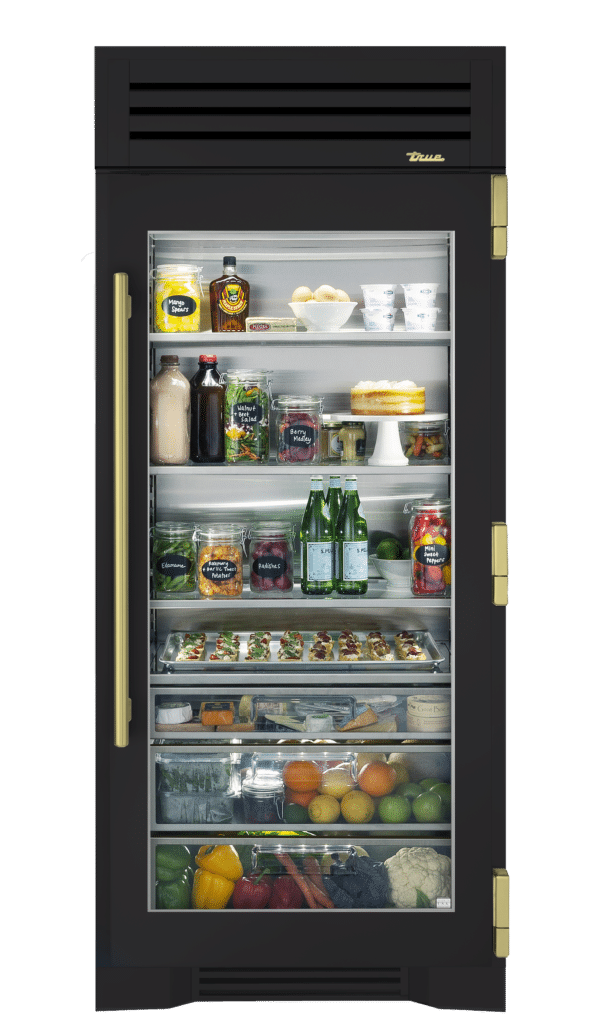 Refrigerator Column, Right Hinged, Matte Black, Brass Hardware TR36REFRSGC027H01