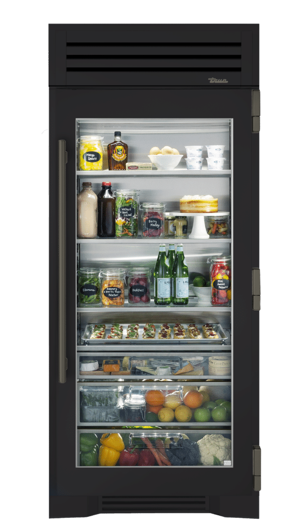 Refrigerator Column, Right Hinged, Matte Black, Pewter Hardware TR36REFRSGC027H05