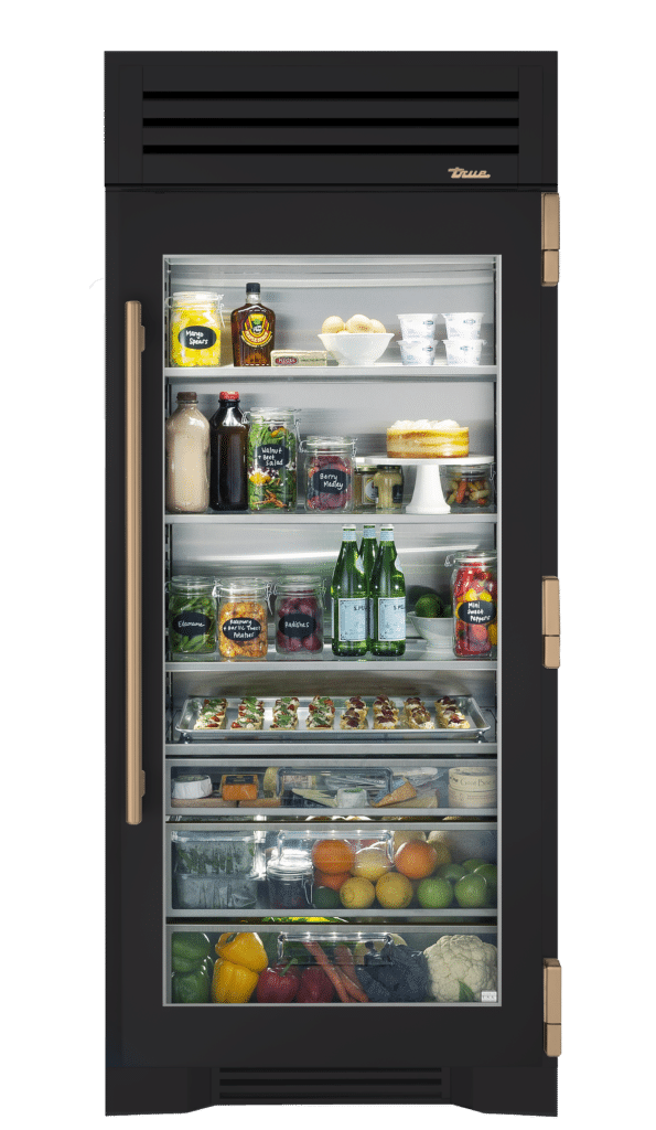 Refrigerator Column, Right Hinged, Matte Black, Gold Hardware TR36REFRSGC027H08