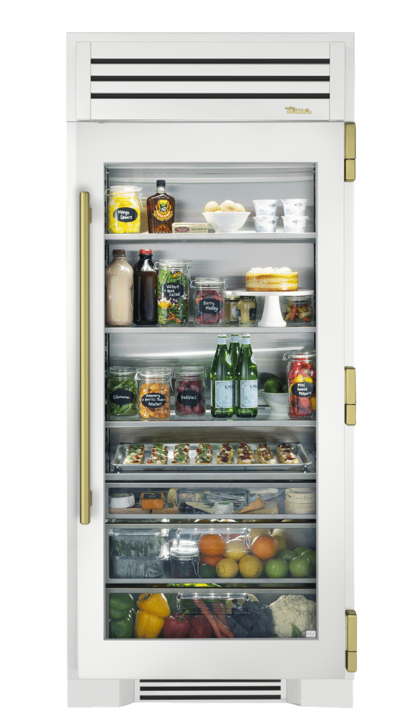 Refrigerator Column, Right Hinged, Matte White, Brass Hardware TR36REFRSGC030H01