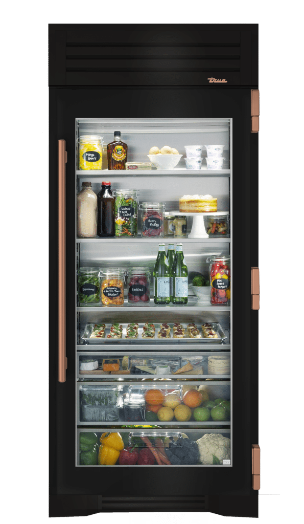 Refrigerator Column, Right Hinged, Gloss Black, Copper Hardware TR36REFRSGC044H03