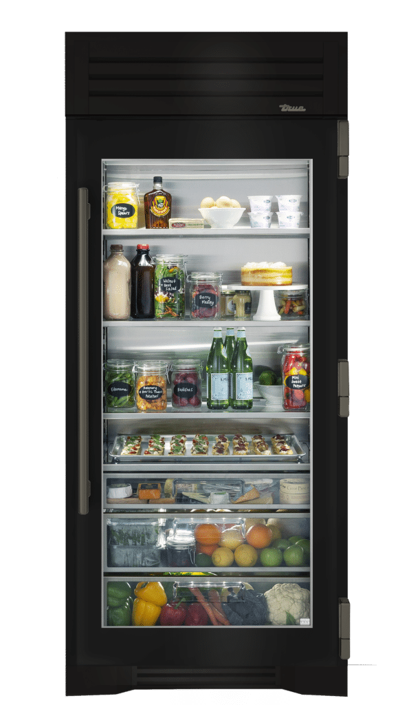 Refrigerator Column, Right Hinged, Gloss Black, Pewter Hardware TR36REFRSGC044H05