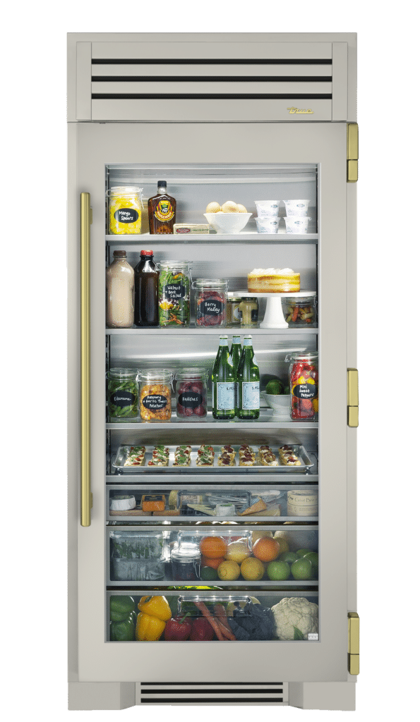 Refrigerator Column, Right Hinged, Antique White, Brass Hardware TR36REFRSGC050H01