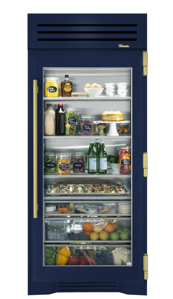 Refrigerator Column, Right Hinged, Cobalt, Brass Hardware TR36REFRSGC078H01