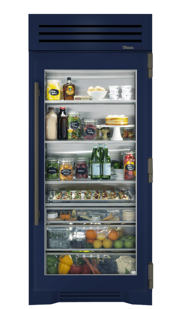 Refrigerator Column, Right Hinged, Cobalt, Pewter Hardware TR36REFRSGC078H05