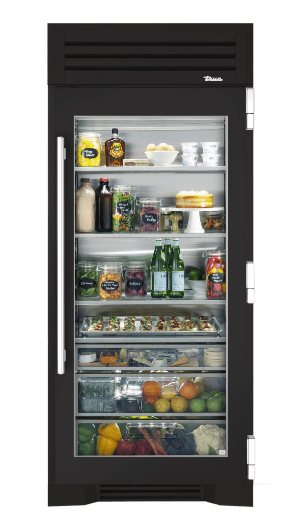 Refrigerator Column, Right Hinged, Ultra Matte Black, Chrome Hardware TR36REFRSGC085H02