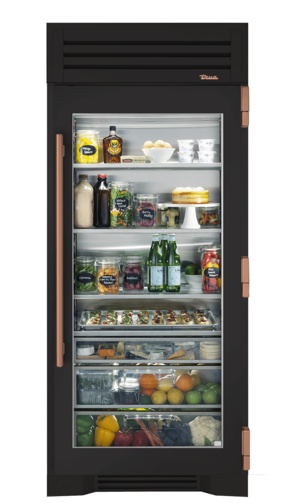 Refrigerator Column, Right Hinged, Ultra Matte Black, Copper Hardware TR36REFRSGC085H03