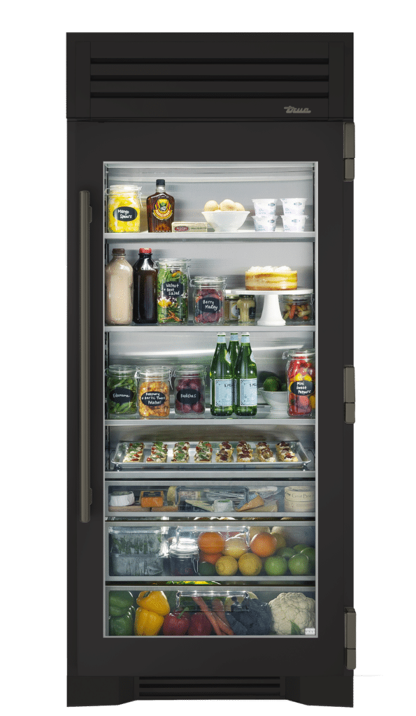 Refrigerator Column, Right Hinged, Ultra Matte Black, Pewter Hardware TR36REFRSGC085H05