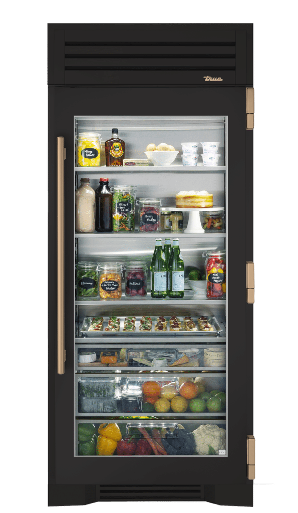 Refrigerator Column, Right Hinged, Ultra Matte Black, Gold Hardware TR36REFRSGC085H08