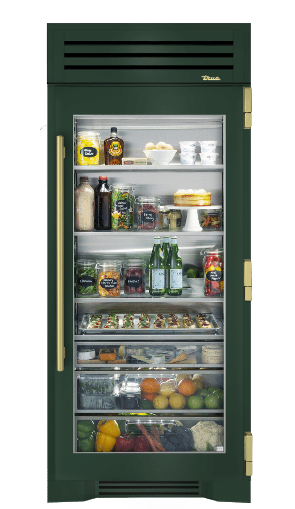 Refrigerator Column, Right Hinged, Emerald, Brass Hardware TR36REFRSGC086H01