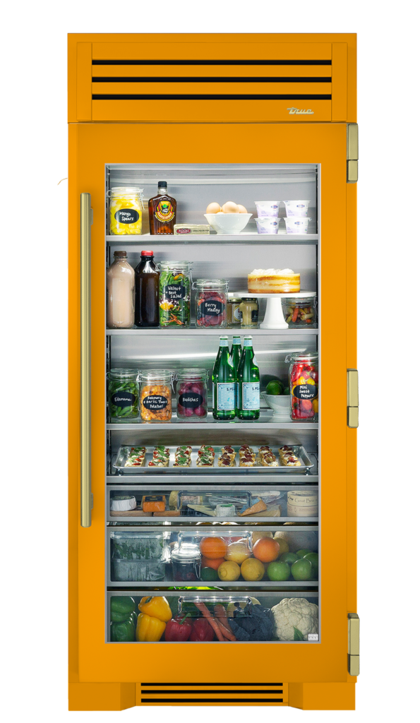 Refrigerator Column, Right Hinged, Saffron, Brass Hardware TR36REFRSGC103H01