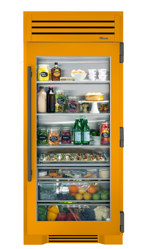 Refrigerator Column, Right Hinged, Saffron, Pewter Hardware TR36REFRSGC103H05