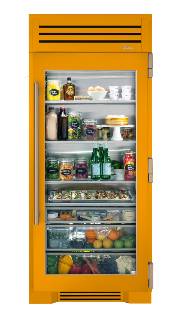 Refrigerator Column, Right Hinged, Saffron, Gold Hardware TR36REFRSGC103H08