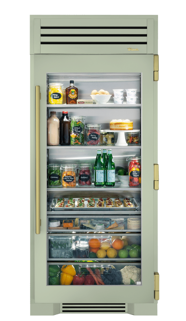 Refrigerator Column, Right Hinged, Sage, Brass Hardware TR36REFRSGC129H01