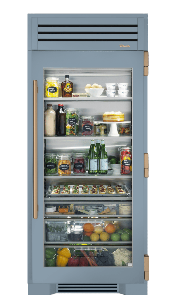 Refrigerator Column, Right Hinged, Bluestone, Gold Hardware TR36REFRSGC152H08