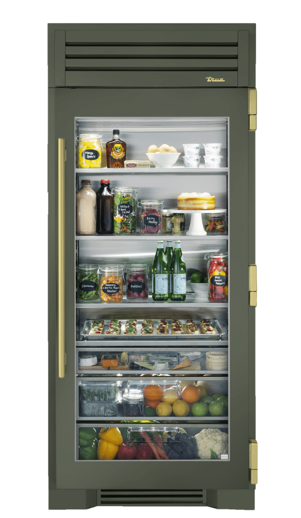 Refrigerator Column, Right Hinged, Olive, Brass Hardware TR36REFRSGC238H01