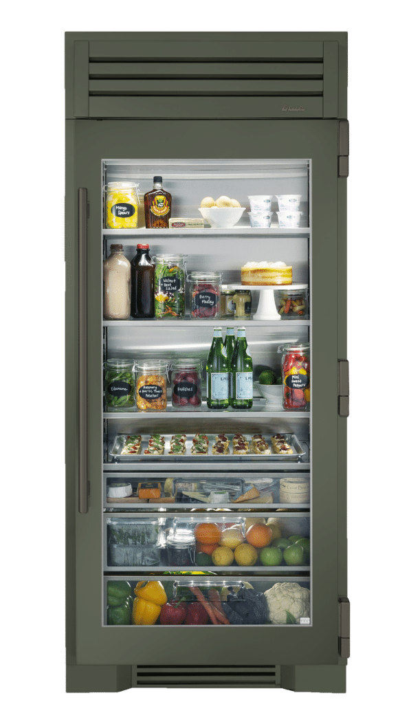 Refrigerator Column, Right Hinged, Olive, Pewter Hardware TR36REFRSGC238H05