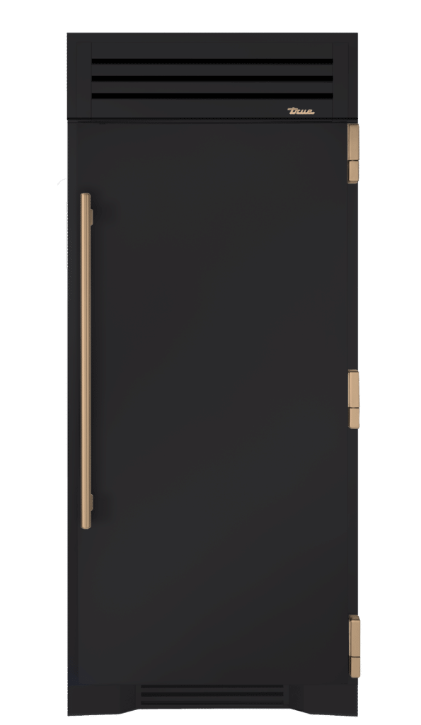 Refrigerator Column, Right Hinged, Matte Black, Gold Hardware TR36REFRSSC027H08