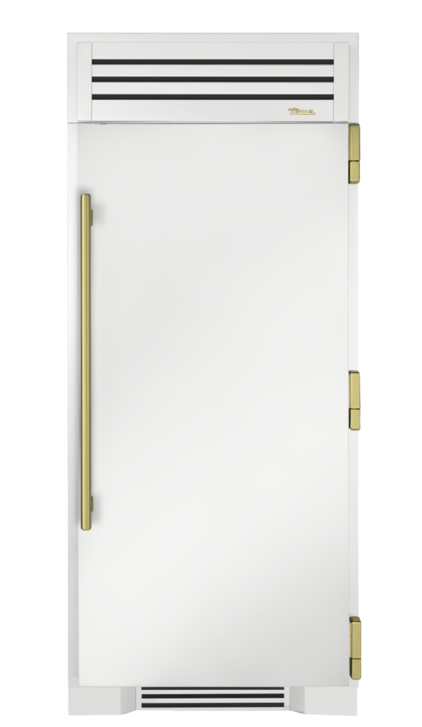 Refrigerator Column, Right Hinged, Matte White, Brass Hardware TR36REFRSSC030H01