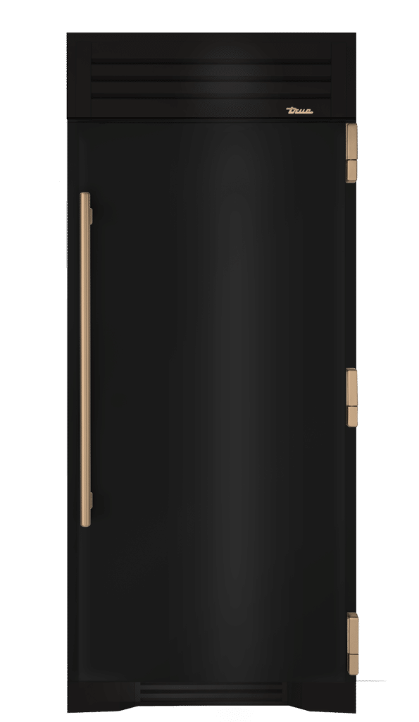 Refrigerator Column, Right Hinged, Gloss Black, Gold Hardware TR36REFRSSC044H08