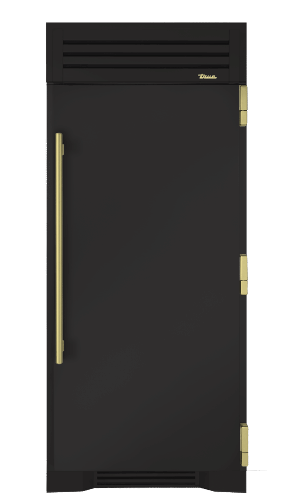 Refrigerator Column, Right Hinged, Ultra Matte Black, Brass Hardware TR36REFRSSC085H01