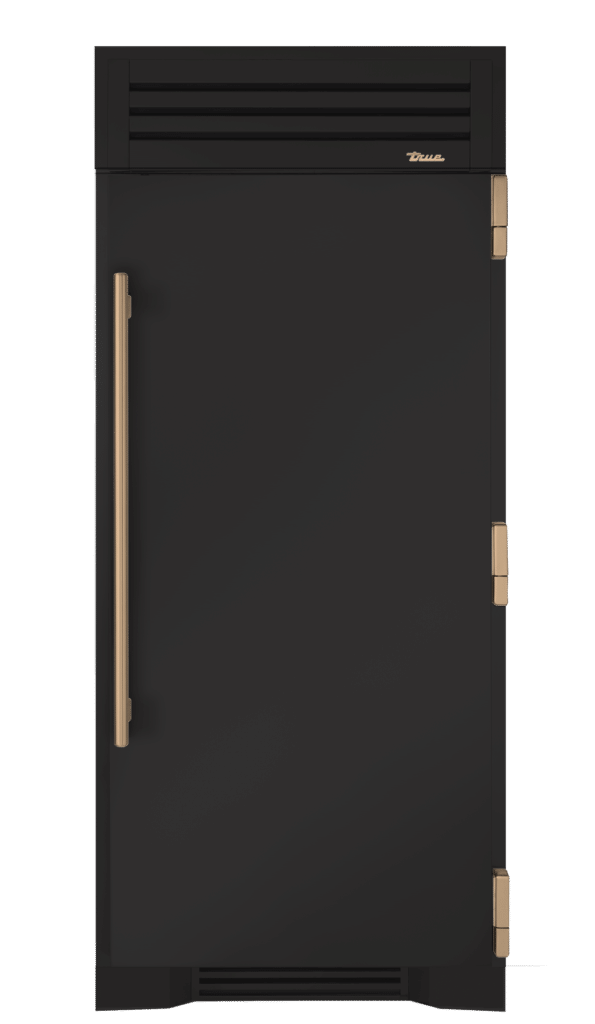 Refrigerator Column, Right Hinged, Ultra Matte Black, Gold Hardware TR36REFRSSC085H08