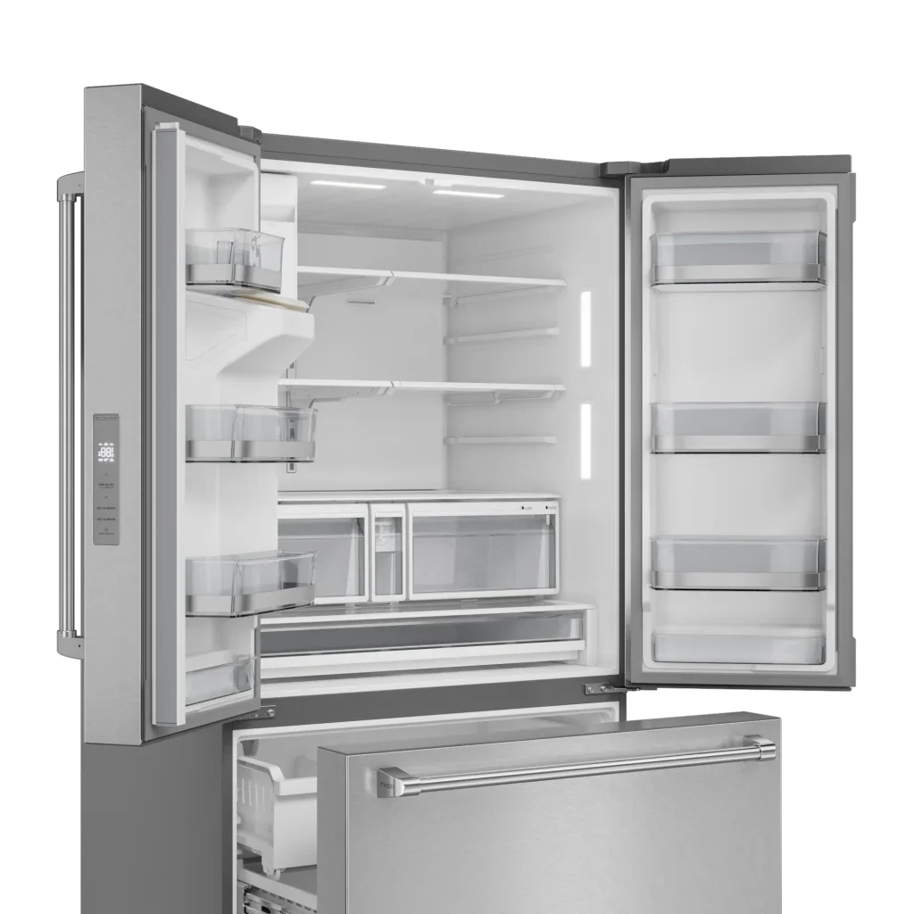 36 Inch Professional French Door Refrigerator With Ice And Water Dispenser Thor Kitchen TRF3628FFD