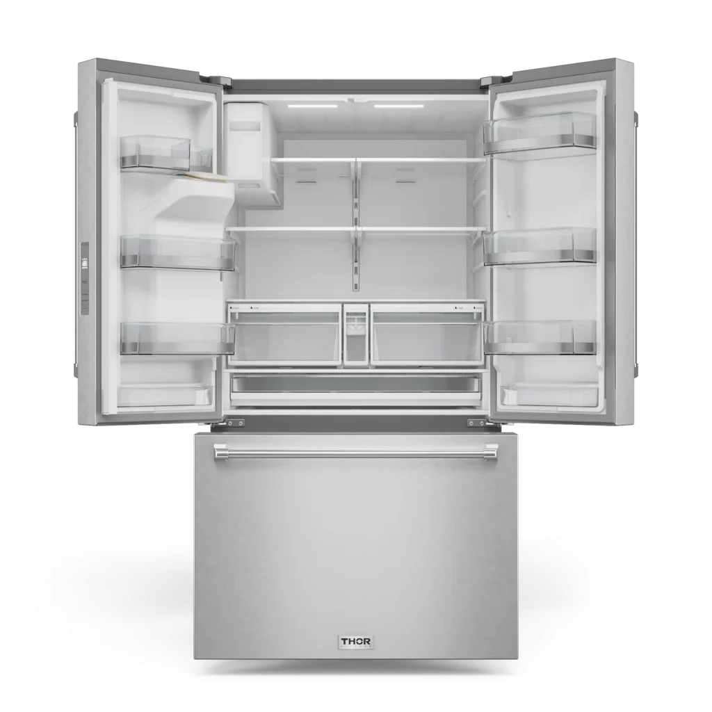 36 Inch Professional French Door Refrigerator With Ice And Water Dispenser Thor Kitchen TRF3628FFD