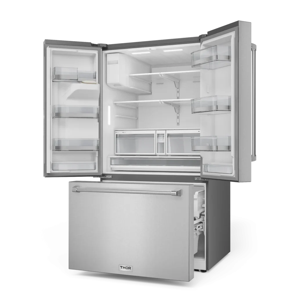 36 Inch Professional French Door Refrigerator With Ice And Water Dispenser Thor Kitchen TRF3628FFD