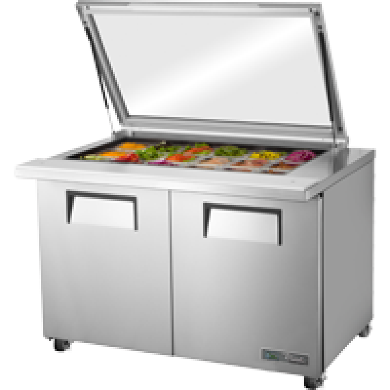 Mega-Top Solid Door Sandwich/Salad Unit with Flat Glass Lid and Hydrocarbon Refrigerant TSSU4818MBFGLIDHC