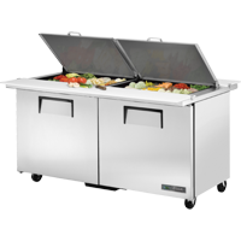 Dual Sided Mega-Top Solid Door Sandwich/Salad Unit with Hydrocarbon Refrigerant TSSU6024MBDSSTHC