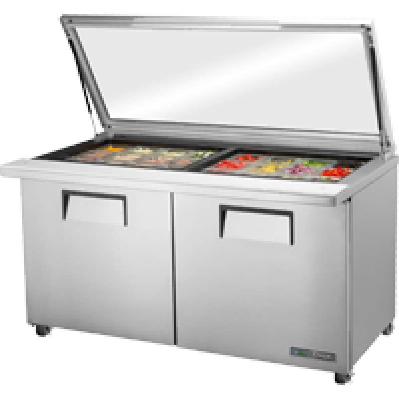 Mega-Top Solid Door Sandwich/Salad Unit with Flat Glass Lid & Hydrocarbon Refrigerant TSSU6024MBSTFGLIDHC
