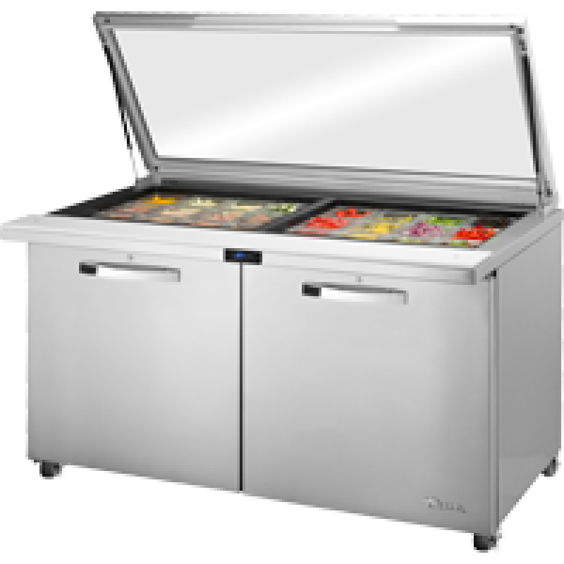 Mega-Top Solid Door Sandwich/Salad Unit with Flat Glass Lid & Hydrocarbon Refrigerant~Spec Package 3 TSSU6024MBSTFGLIDHCSPEC3